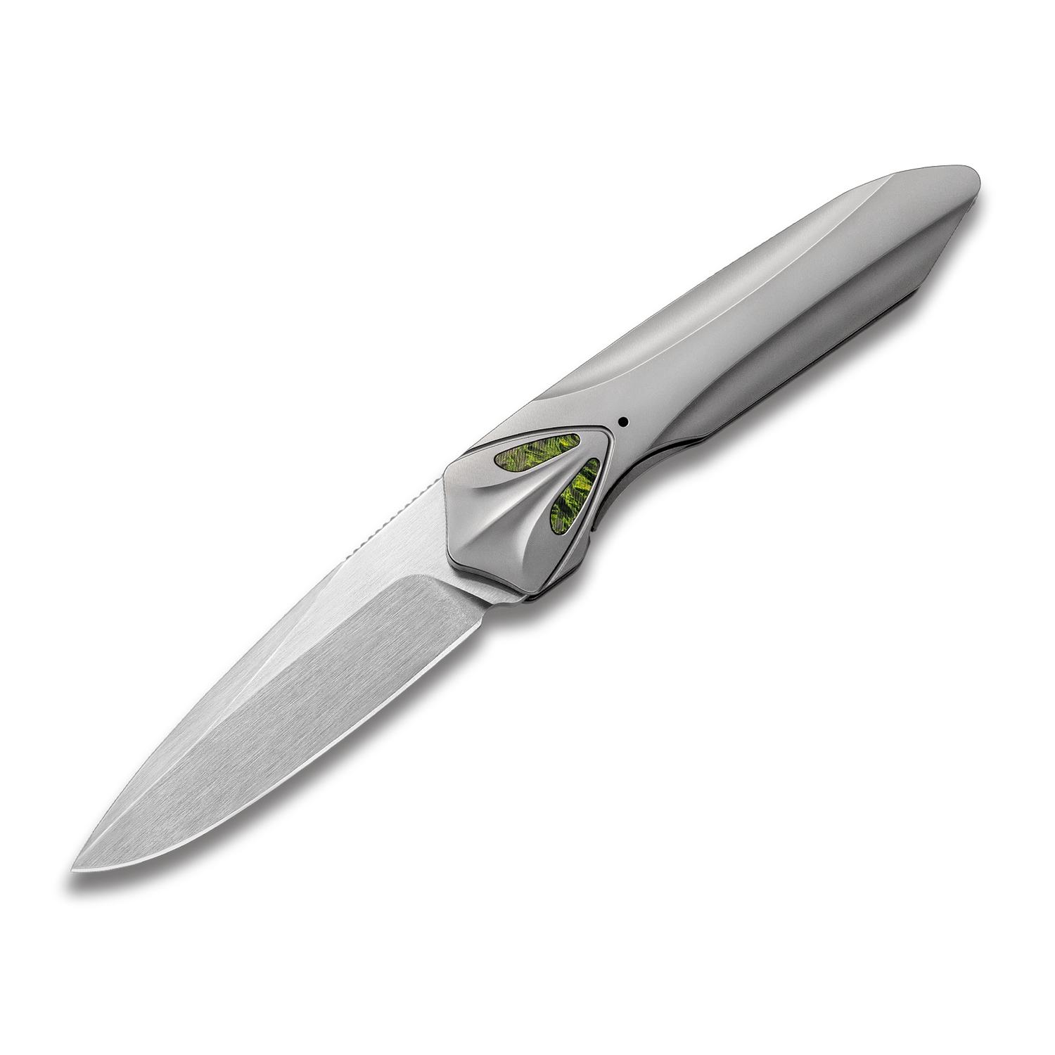 KniClad Enfox Titanium Handle With Silver Gray Frame Lock Knife (2.9" 14C28N Blade) CNMHVYT-15GE