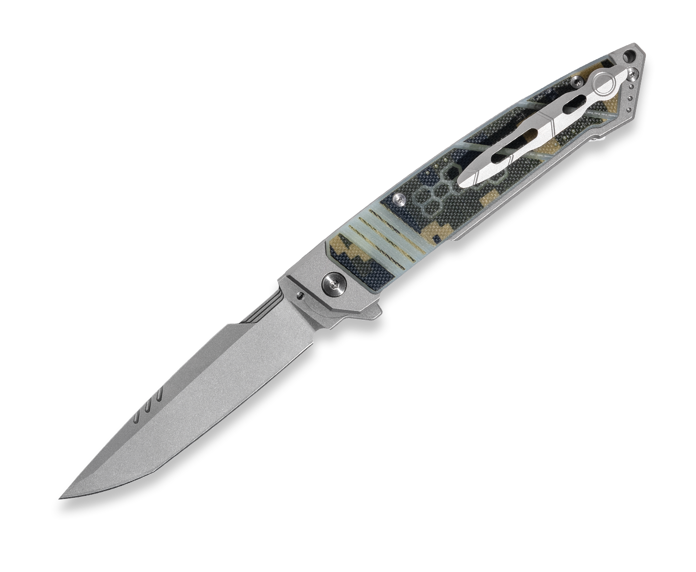 Kniclad Aegis Camo Green G10 Handle Liner Lock Portable Knife (3.07" VG10 Blade) OUK-23144