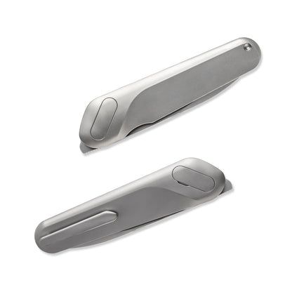 KniClad Pocket Knife with 3.0" M390 Steel Blade and Titanium Alloy Handle Liner Lock, Silver Gray-CNJRVCT-15CL