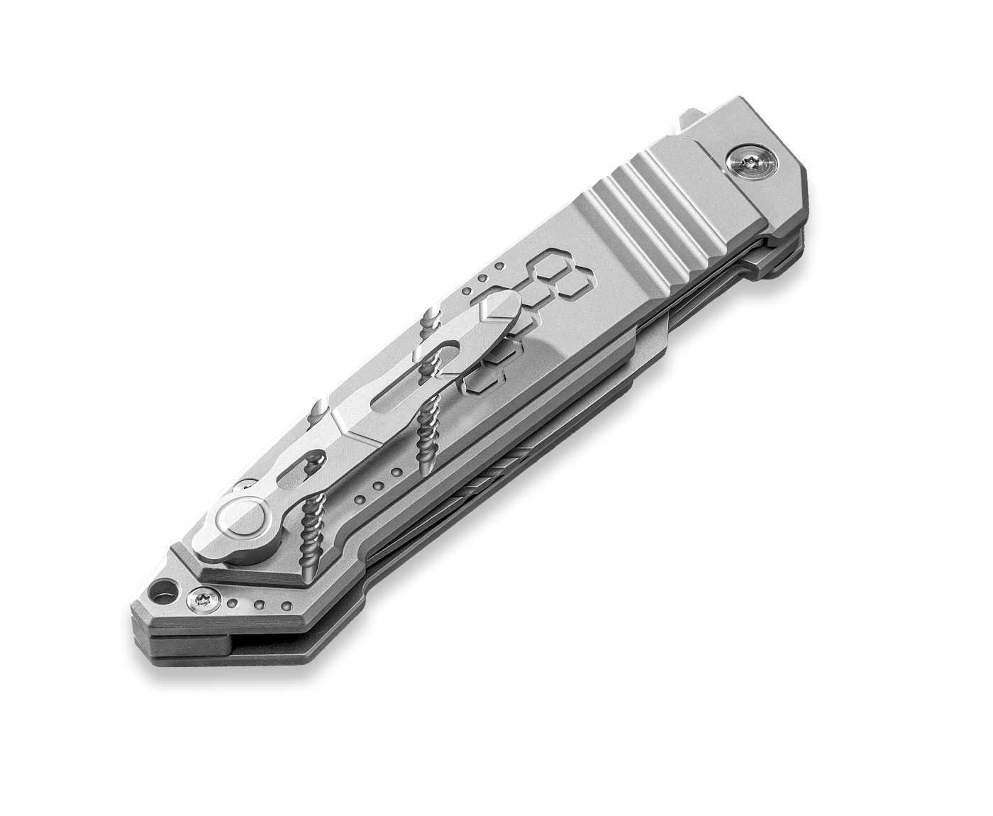 Kniclad Aegis Silver Titanium Handle Liner Lock EDC Knife (3.07" VG10 Blade) OUK-23145