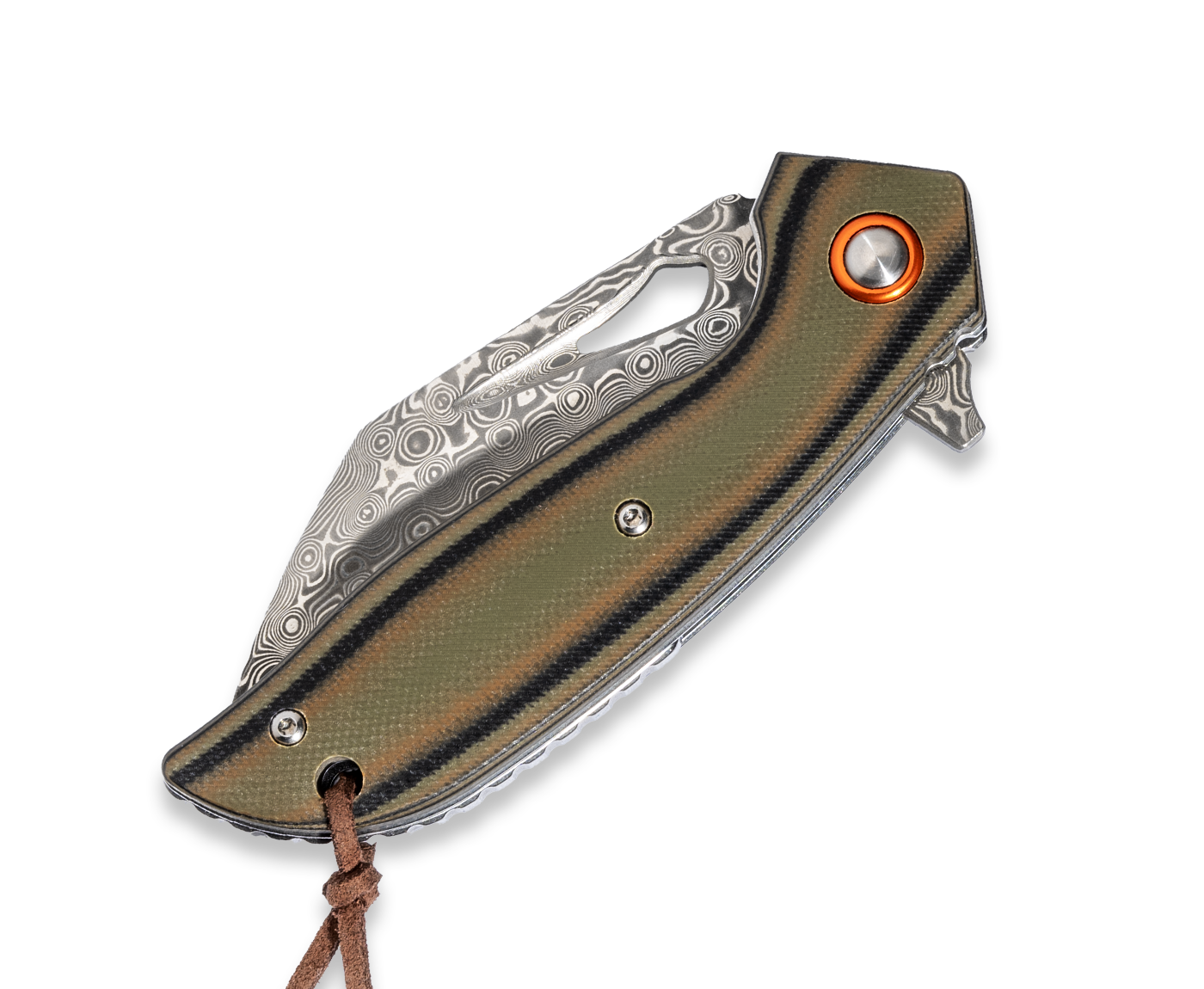 Kniclad Moor Dark Green G10 Handle Liner Lock EDC Knife (2.87" Damascus) OUK-23059