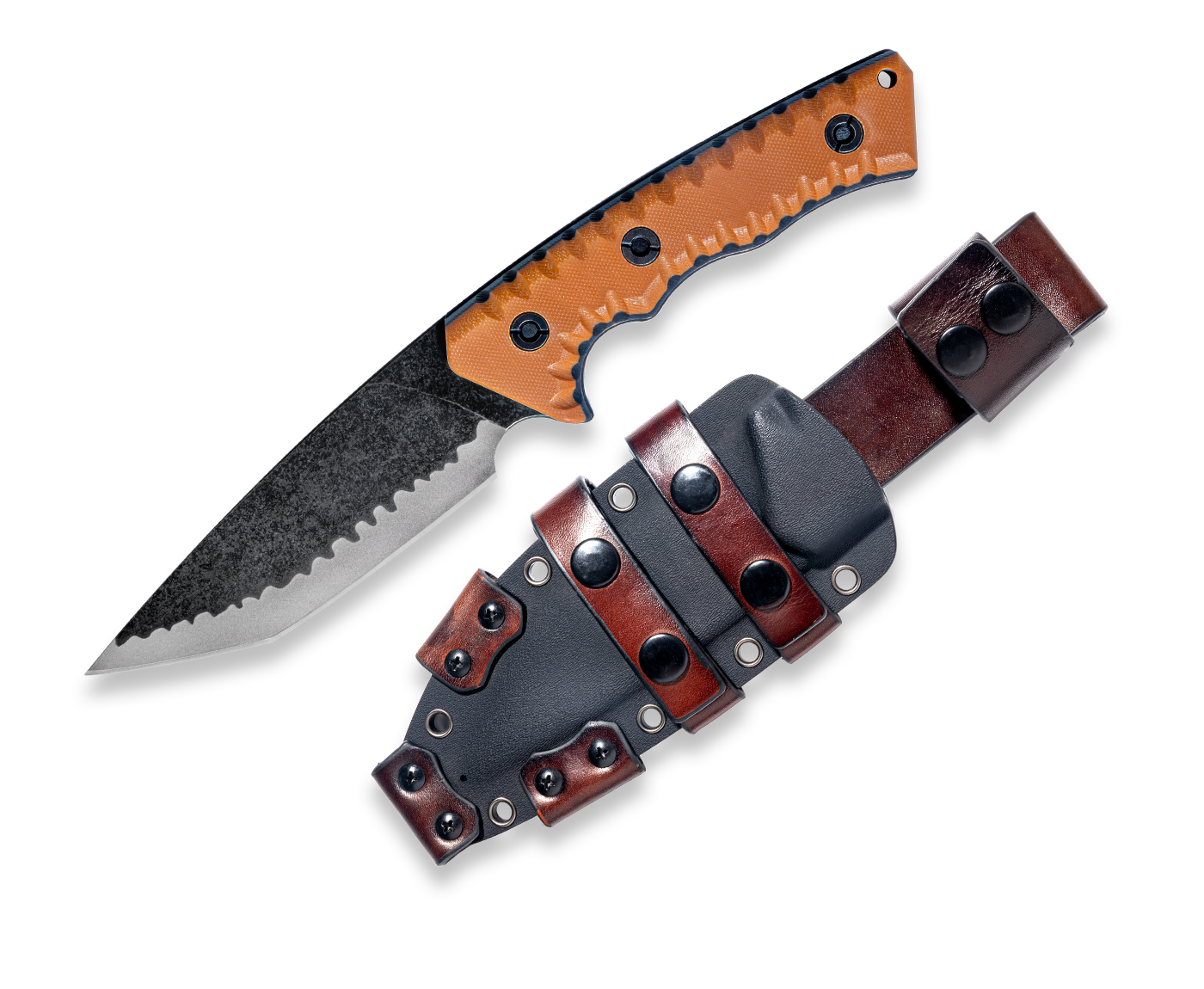 Kniclad Grizzly Orange G10 Handle Fixed Blade Knife (4.41" D2 Blade ) T1