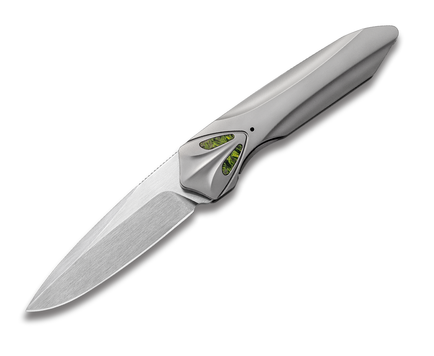 KniClad Enfox Titanium Handle With Silver Gray Frame Lock Knife (2.9" 14C28N Blade) CNMHVYT-15GE