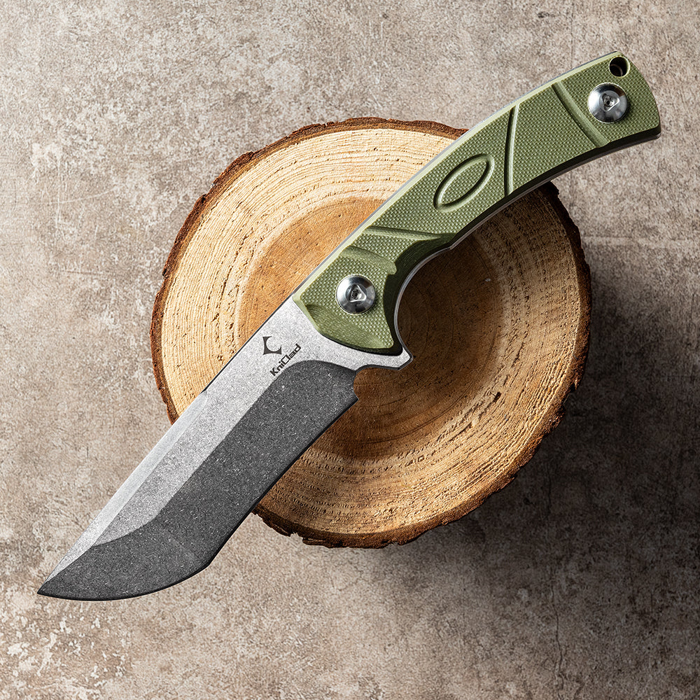 KniClad Outdoor Knife Survival Knife D2 Steel Green G10 Handle