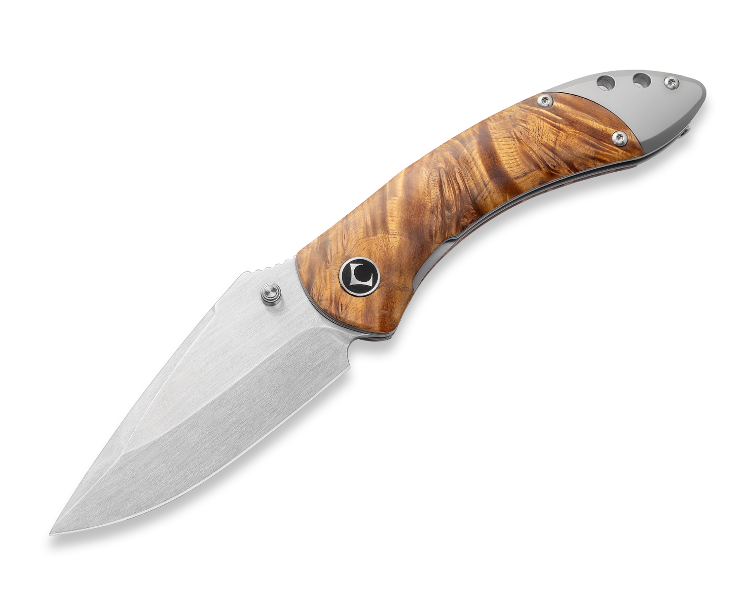 KniClad Ripple Yellow Stabilized Wood Handle Liner Lock (3.3" 14C28N Blade) CNLYVSY-15