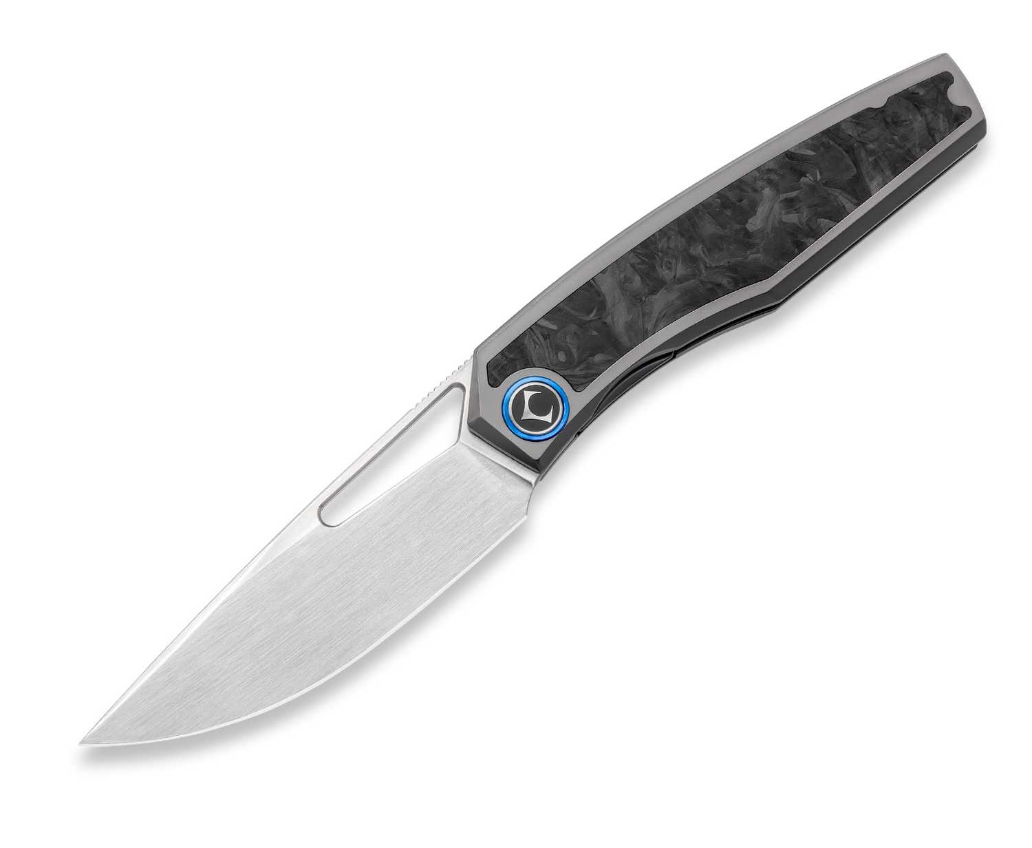 KniClad Mowell Gray Carbon Fiber Handle Liner Lock EDC Knife (3.5" 14C28N Blade) CHMWVST-15