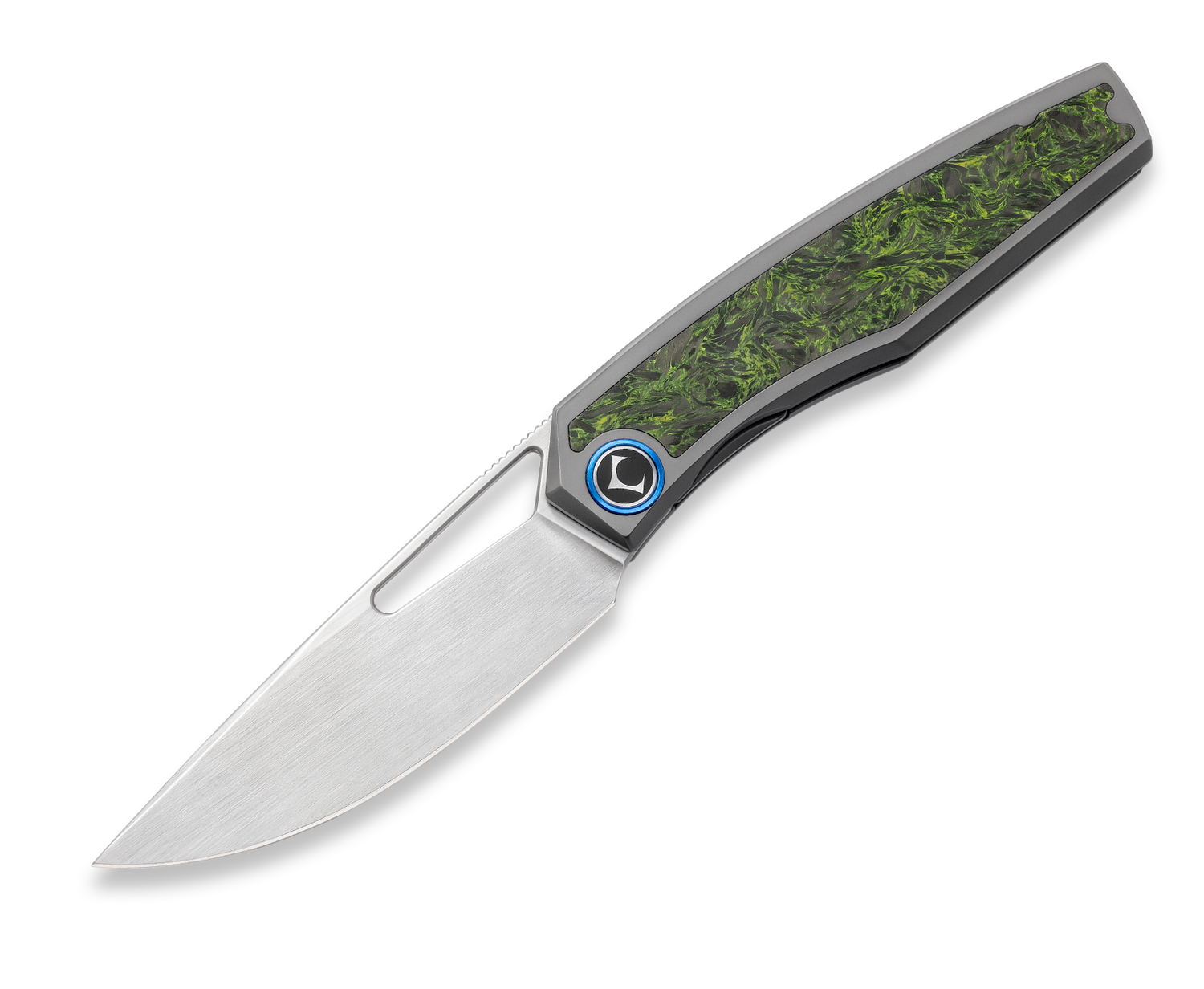 KniClad Mowell Green Carbon Fiber Handle Liner Lock EDC Knife (3.5" 14C28N Blade) CHMWVSTG-15