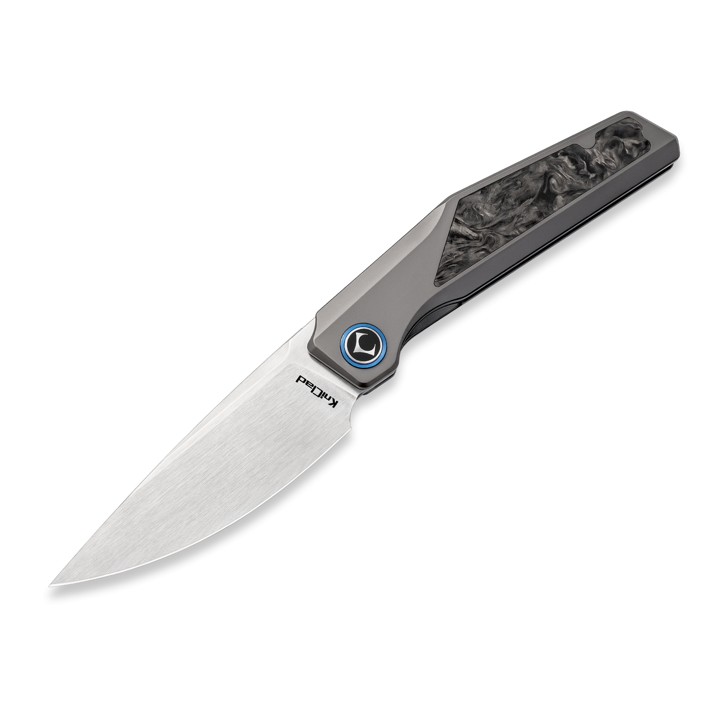 Kniclad Eclat Titanium & Dark Gray Carbon Fiber Handle Front Flipper Folding Knife  (3.53" S35VN Blade) K005-1