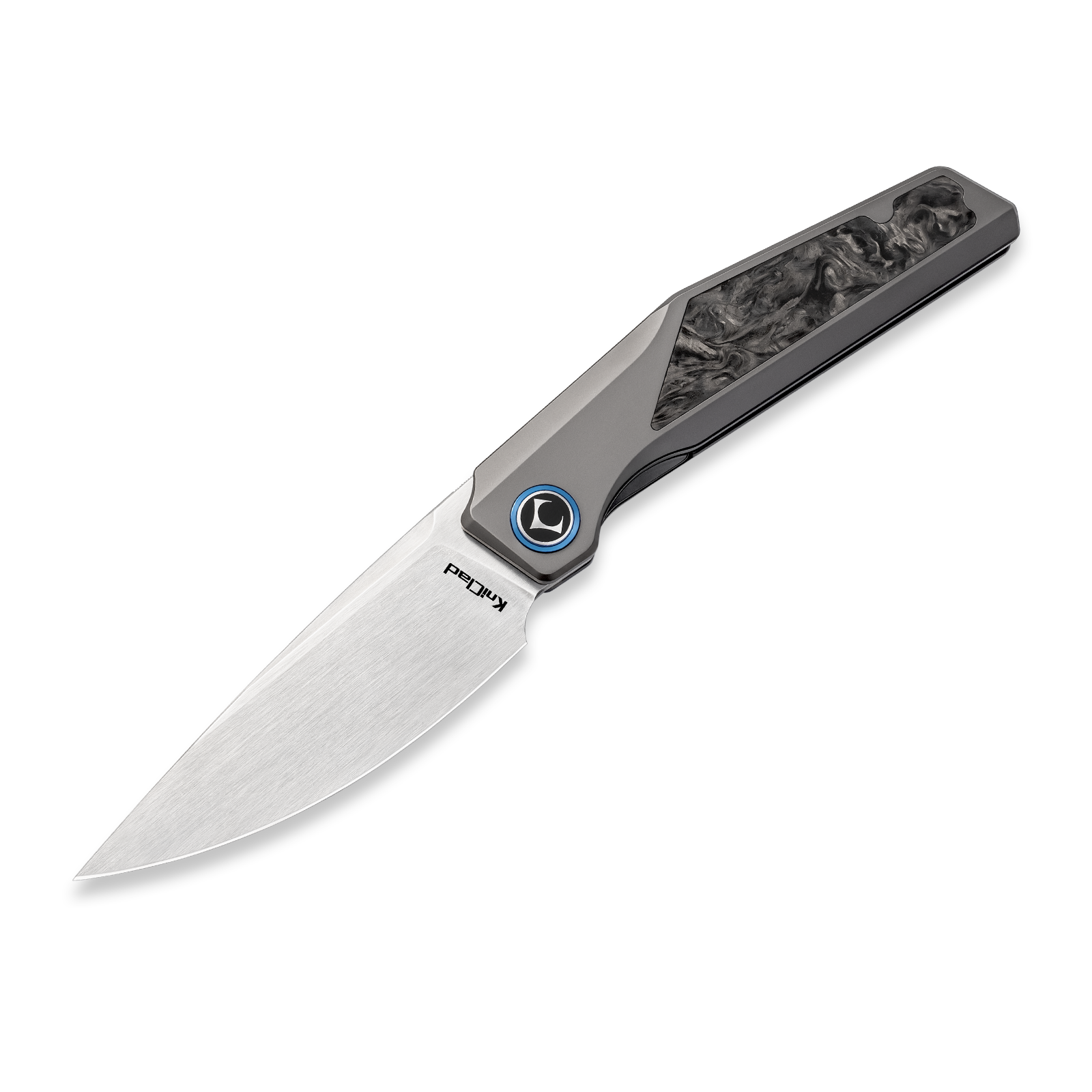 Kniclad Eclat Titanium & Dark Gray Carbon Fiber Handle Front Flipper Folding Knife  (3.53" S35VN Blade) K005-1