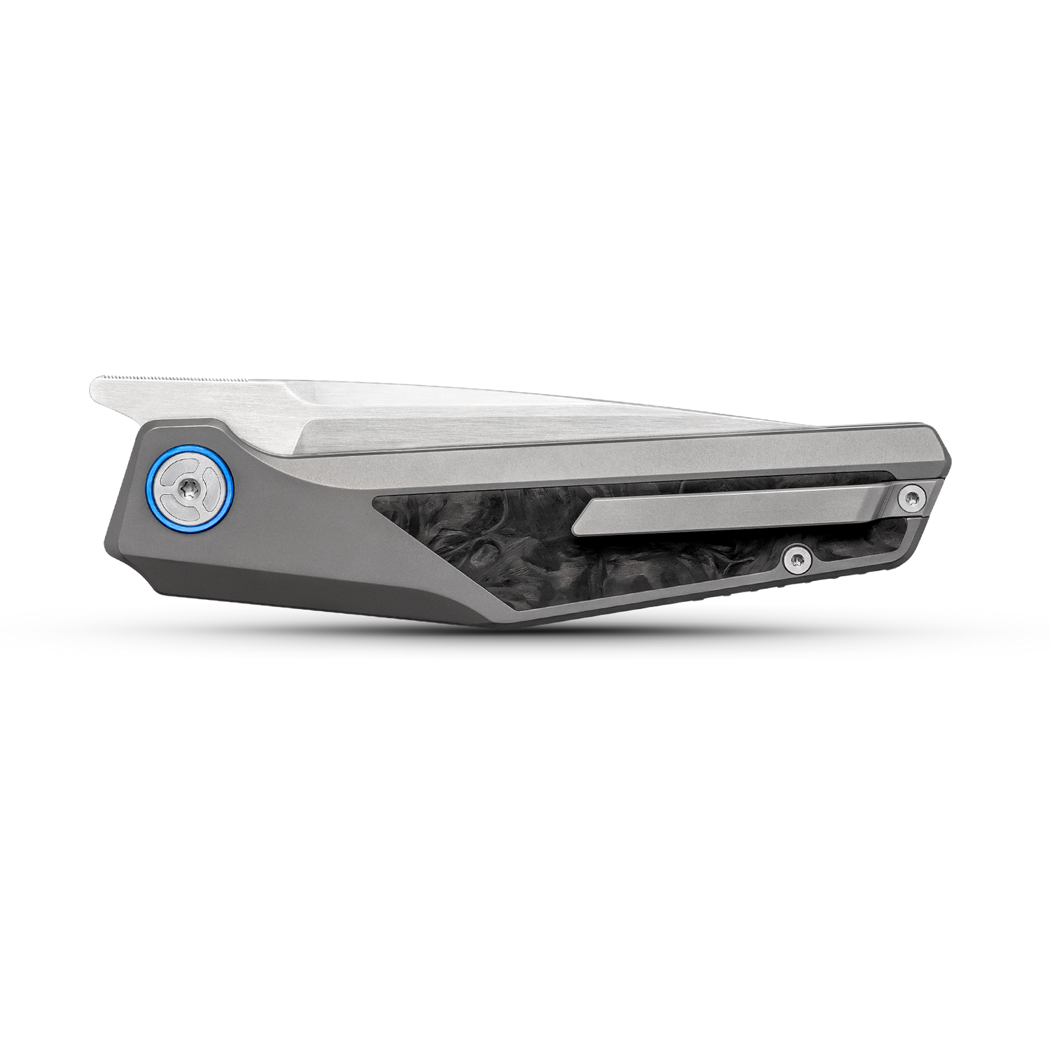 Kniclad Eclat Titanium & Dark Gray Carbon Fiber Handle Front Flipper Folding Knife  (3.53" S35VN Blade) K005-1