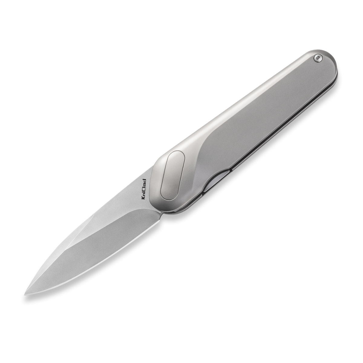 KniClad Ginren Silver Titanium Handle EDC Knife with Detachable Magnetic Small Cube (3.0" S35VN Blade) K001-2
