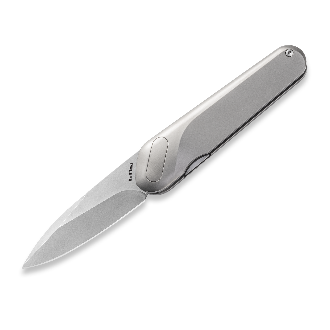 KniClad Ginren Silver Titanium Handle EDC Knife with Detachable Magnetic Small Cube (3.0" S35VN Blade) K001-2