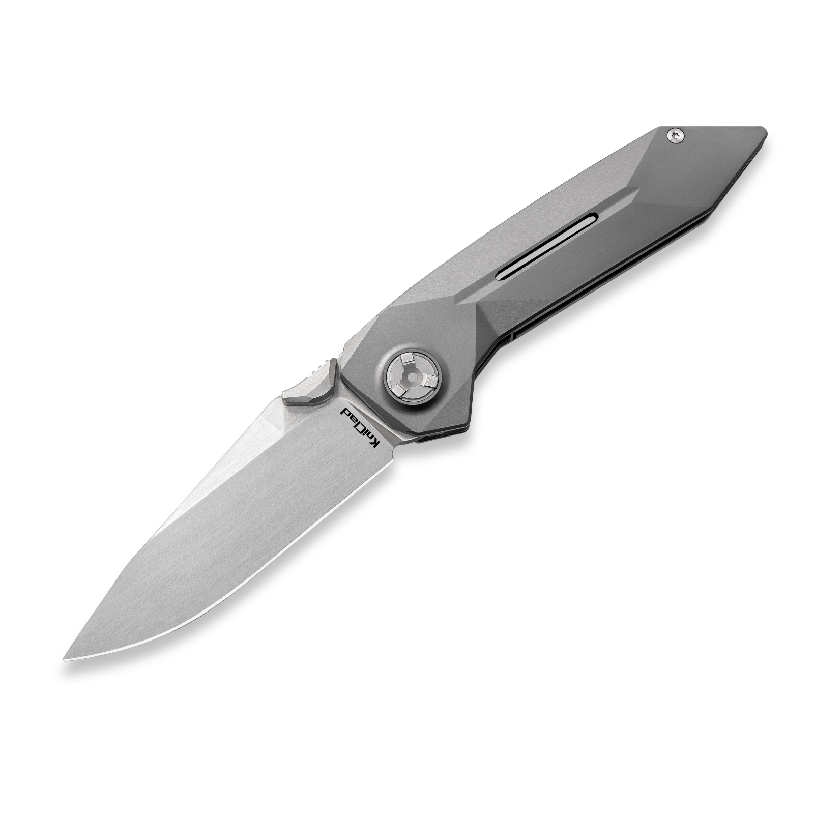 Kniclad Summit Dark Gray Titanium Geometric Handle Liner Lock Pocket Knife (3.4" S35VN Blade) K002-2