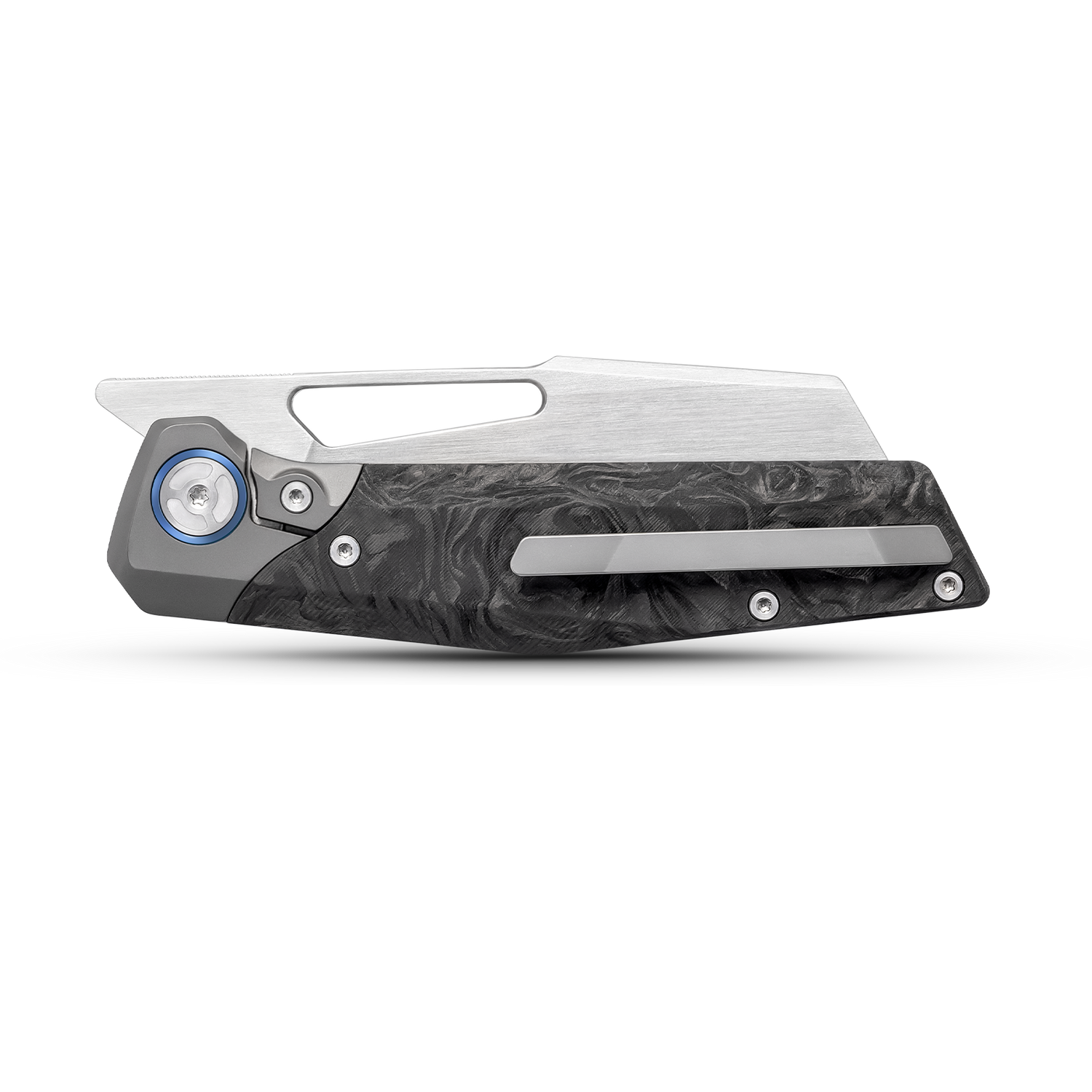 Kniclad Lyrin Titanium & Gray Carbon Fiber Handle Front Flipper EDC Knife (3.17" M390 Blade) K004-1