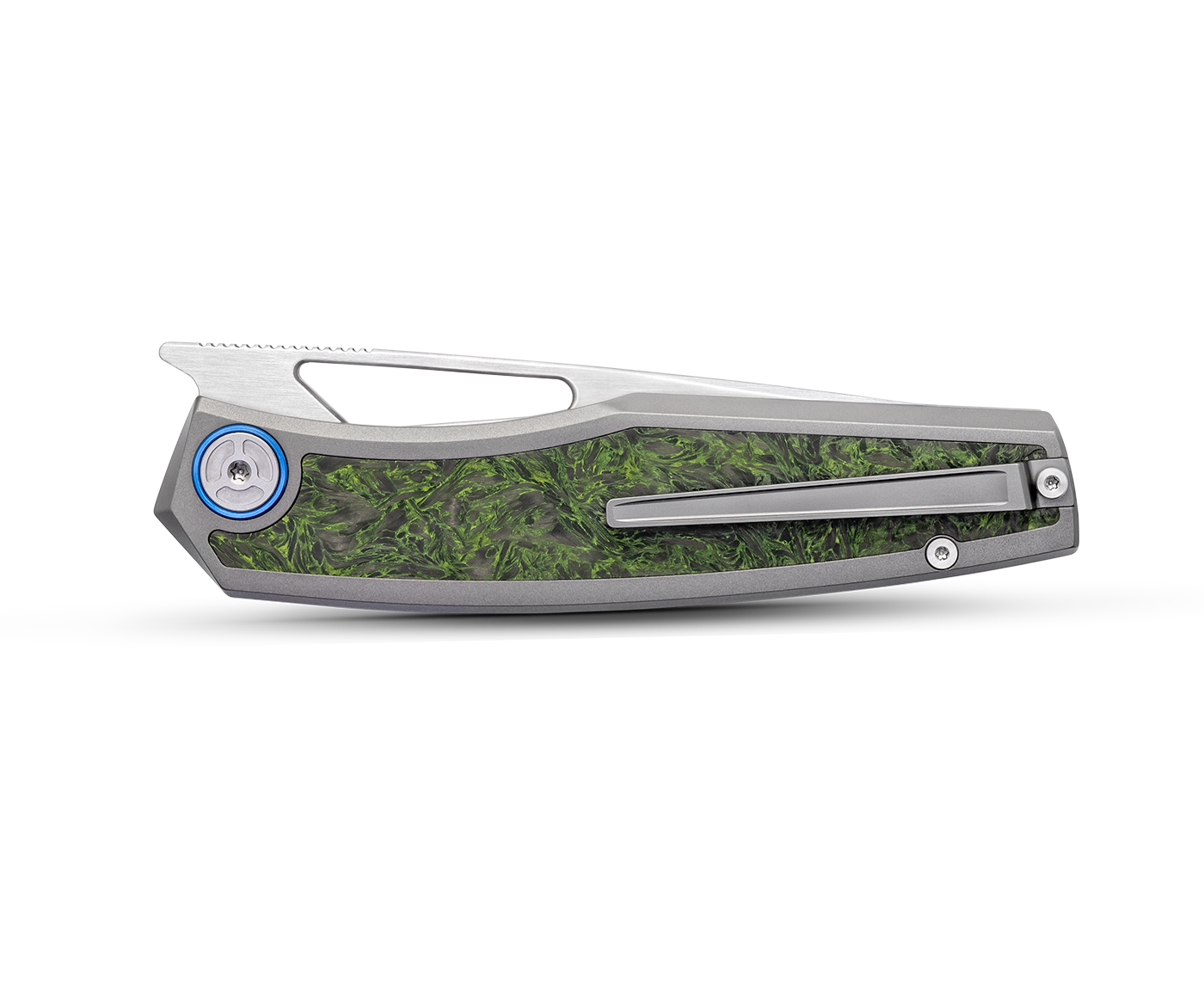 KniClad Mowell Green Carbon Fiber Handle Liner Lock EDC Knife (3.5" 14C28N Blade) CHMWVSTG-15