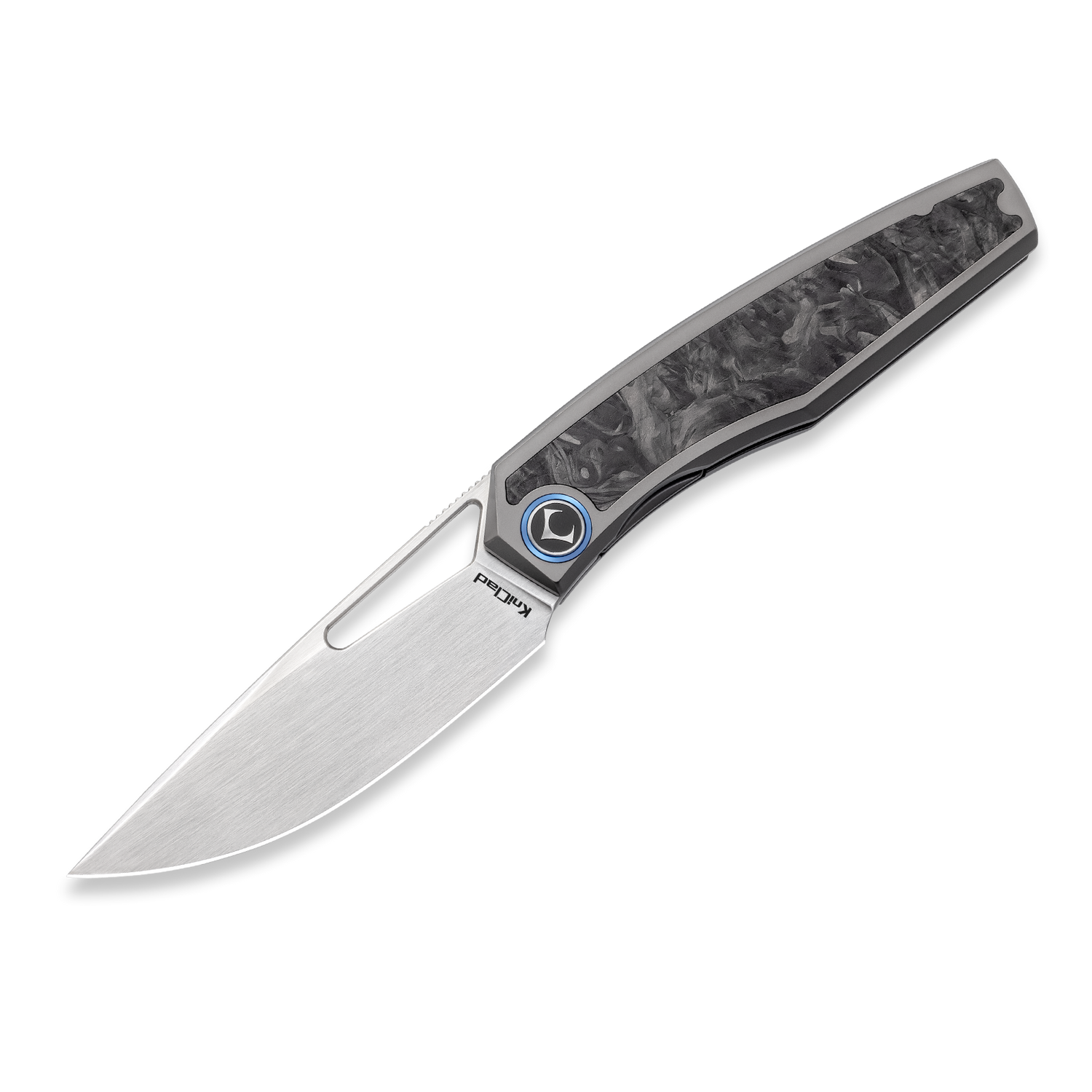 KniClad Mowell Gray Carbon Fiber Handle Liner Lock EDC Knife (3.5" S35VN Blade) K007-1