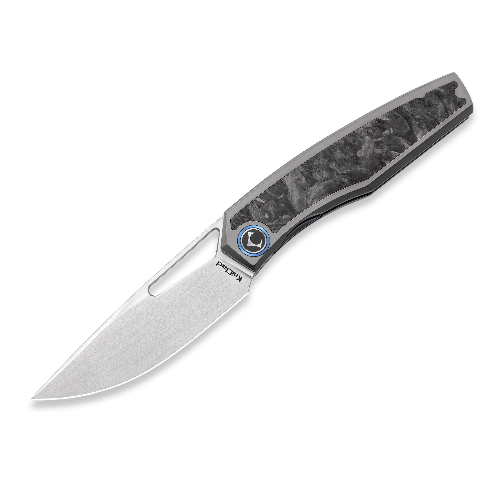 KniClad Mowell Gray Carbon Fiber Handle Liner Lock EDC Knife (3.5" S35VN Blade) K007-1