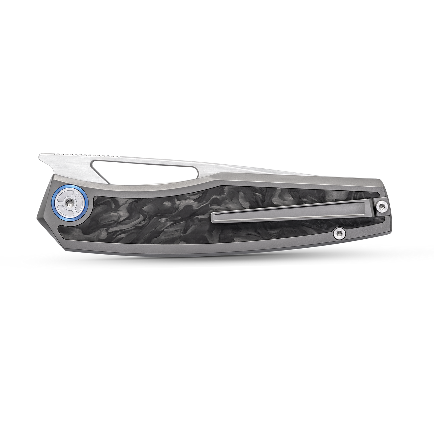 KniClad Mowell Gray Carbon Fiber Handle Liner Lock EDC Knife (3.5" S35VN Blade) K007-1