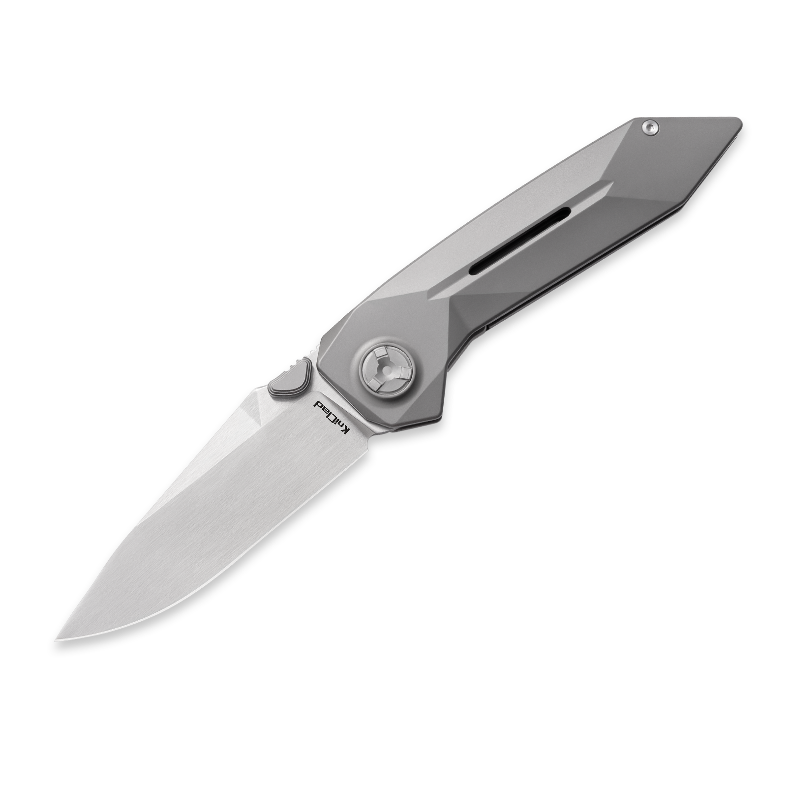 KniClad Summit Silver Titanium Geometric Handle Liner Lock Pocket Knife (3.4" S35VN Blade) K002-1