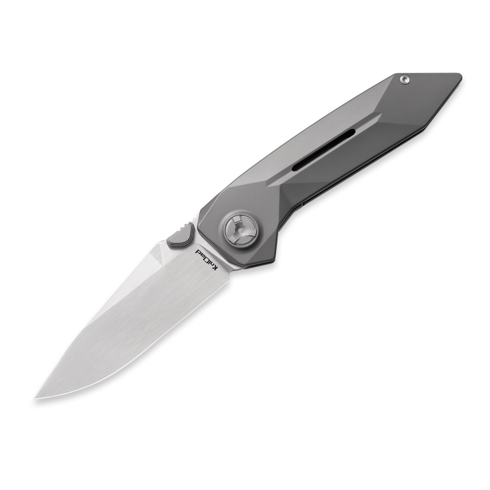 KniClad Summit Dark Gray Titanium Geometric Handle Liner Lock Pocket Knife (3.4" S35VN Blade) K002-2