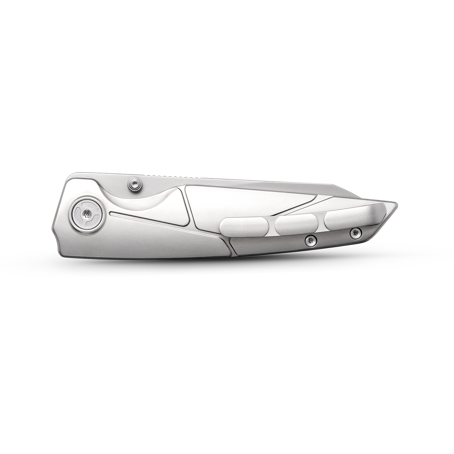 Kniclad Zen Silver Minimalist Lines Titanium Handle Liner Lock EDC Knife  (3.39" M390 Blade) K003-1